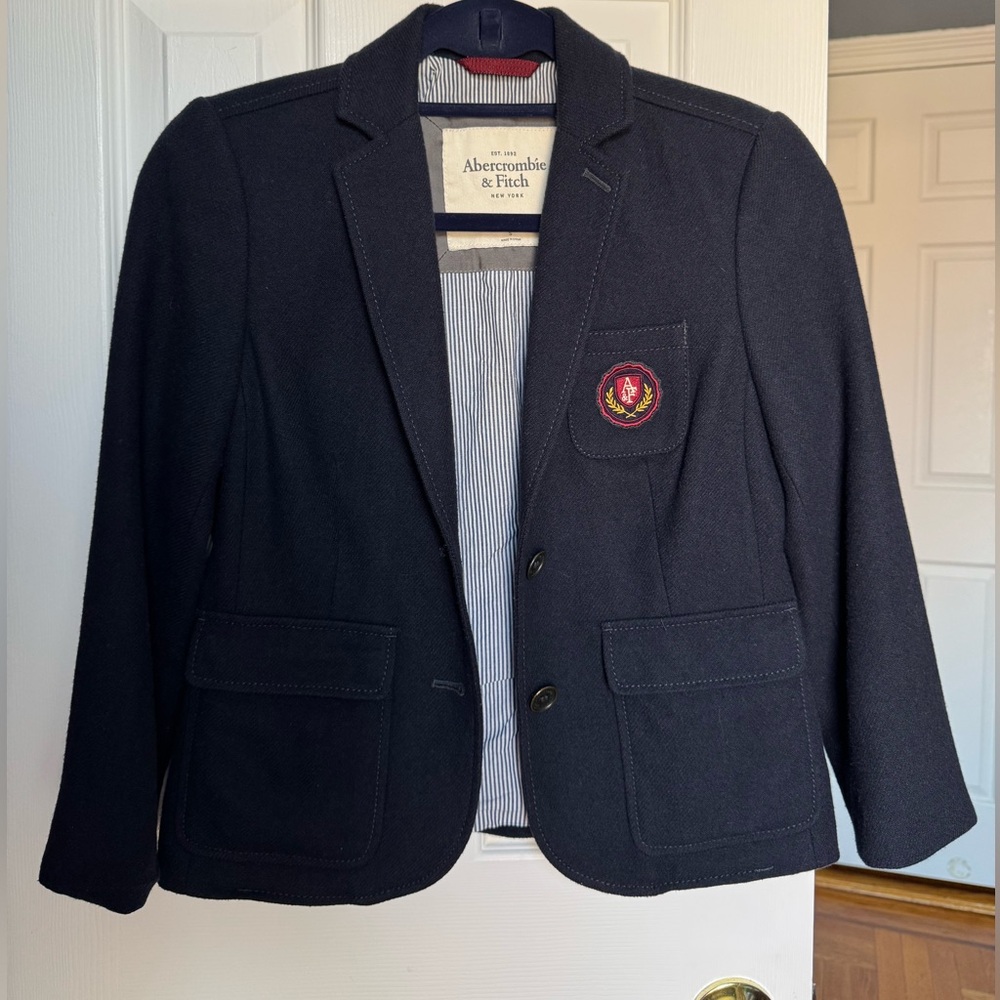 Abercrombie & Fitch Navy Wool Blend Blazer Jacket Size S